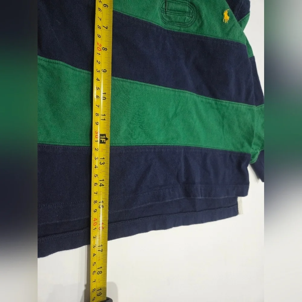 Polo by Ralph Lauren Kids Green and Blue Striped Rugby Shirt Sz.5